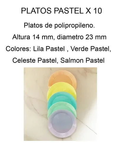 Platos Pastel X 10 Colores Descartable Plastico Duro