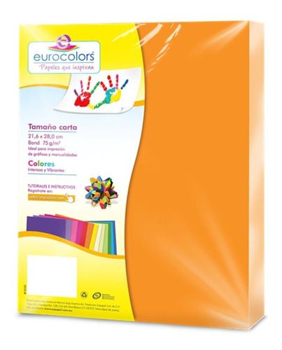 Papel Cortado Eurocolors Carta Papaya Neon C/100 Ec0097 /v Color Papaya Neón