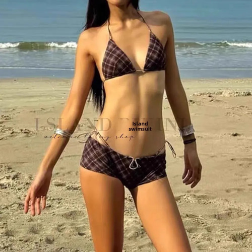 Bikini Retro A Cuadros First Encounter Jianxue Color Brown