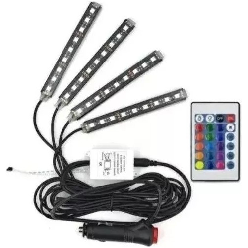 Kit 4 Luces Led Interior Auto 12v Multicolor Sensor Sonido