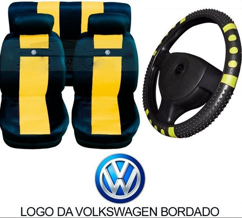 Capa De Banco Amarela + Capa Volante Para Volkswagen Parati