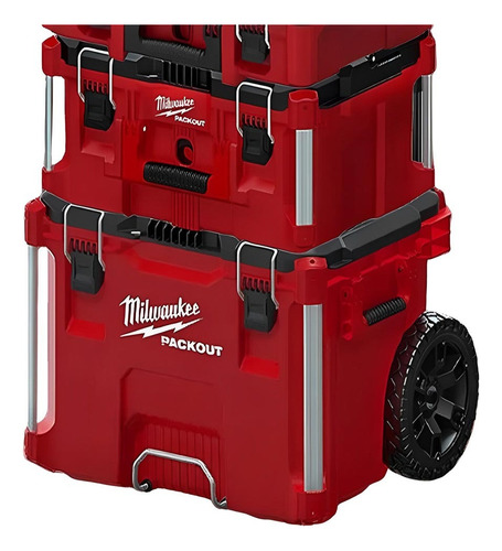 Kit Maletas E Caixas Com Carrinho Packout Milwaukee Cor Vermelho