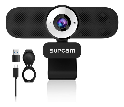 Camara Supcam Microfono Hd 2k Para Computadora Portatil Usb