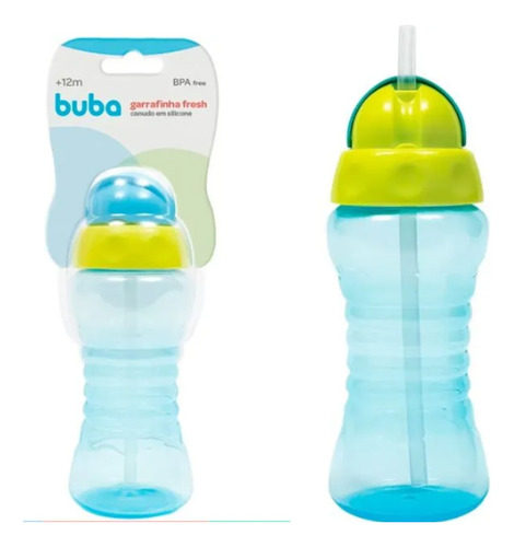 Garrafinha Buba Fresh 300ml Com Canudo Silicone Bpa Free