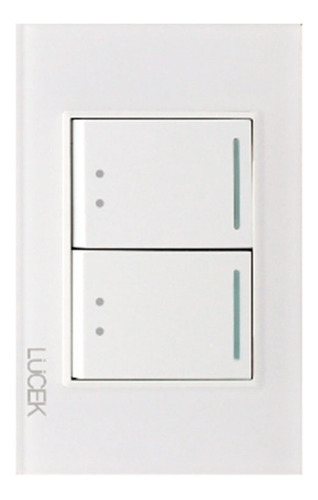 Placa Cristal Blanco 2 Interruptores Escalera Lucek Corriente nominal 16 A Voltaje nominal 127V
