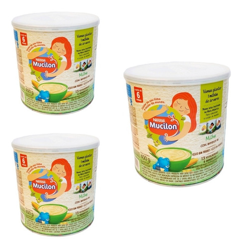 Mucilon Milho Lata Kit Com 3 Unidades De 400g