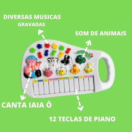 Piano teclado infantil com música e sons de animais da fazenda