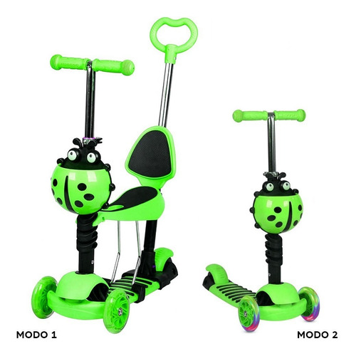 Scooter Monopatin 3 En 1 Ajustable Chinita Ruedas Luces Led