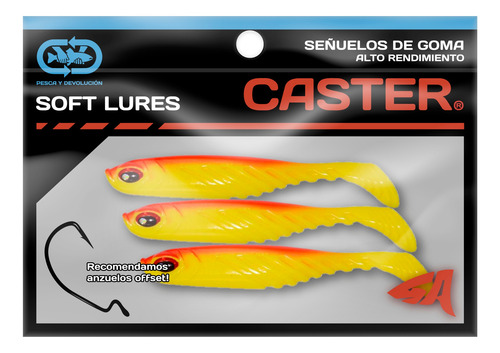 Imagen 2 de 3 de Señuelos Goma Caster Antienganche Soft Minnow Dorado 3u