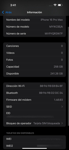 Iphone 16 Pro Max Libre. 100% Pila (256 Gb) Titanio Desierto Dorado Oscuro (Usado)