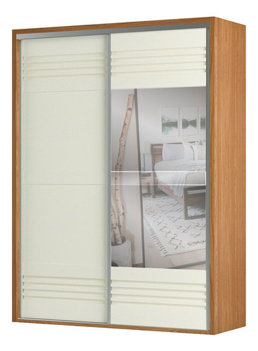 Guarda Roupa Solteiro Espelho 179cm 100%mdf Tw601e Freijóoff Cor Creme