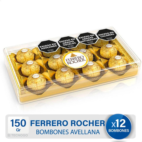 Ferrero Rocher Bombones De Chocolate Y Avellana X12 Unidades