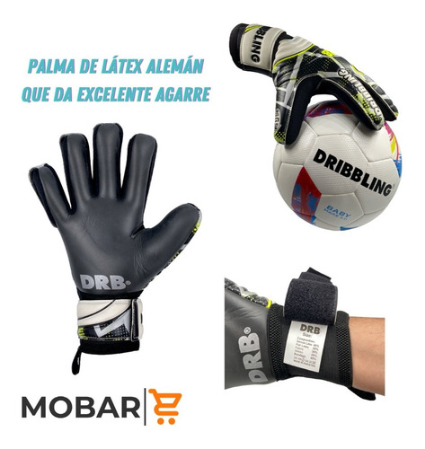 Imagen 6 de 10 de Guantes Arquero Portero Con Ferulas Drb Striker Latex Aleman