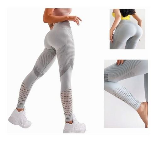 Imagen 3 de 7 de Calzas Leggings Modeladoras Push Up Deportivos Cintura Alta