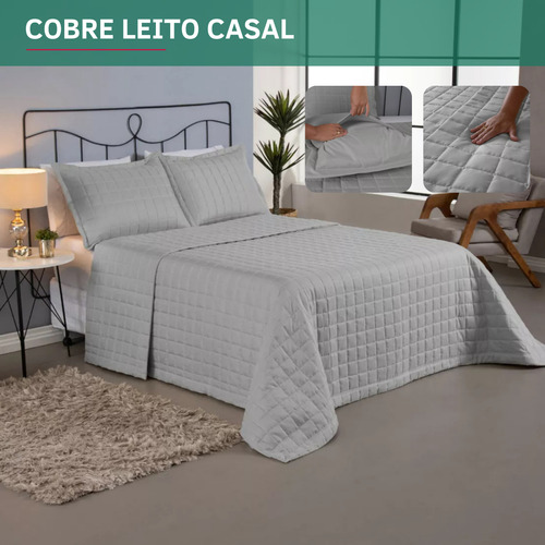 Cobre Leito Colcha 3 Peças Casal Padrão Dupla Face 400 Fios Matelado Toque Suave E Macio Cor Cinza