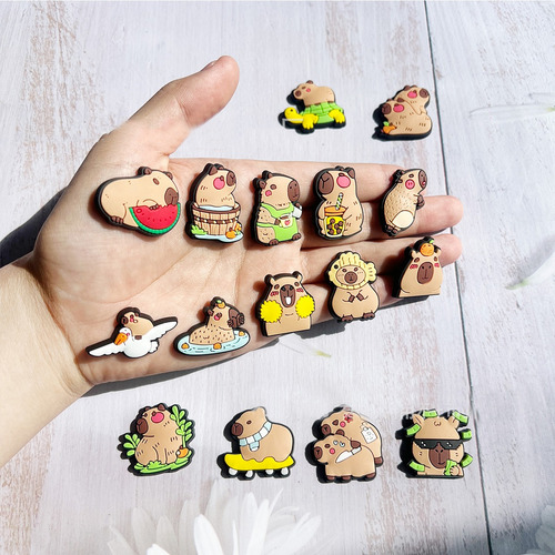 16pz Pines Broches Para Crocs De Capibara Shoe Charm Mix De Colores