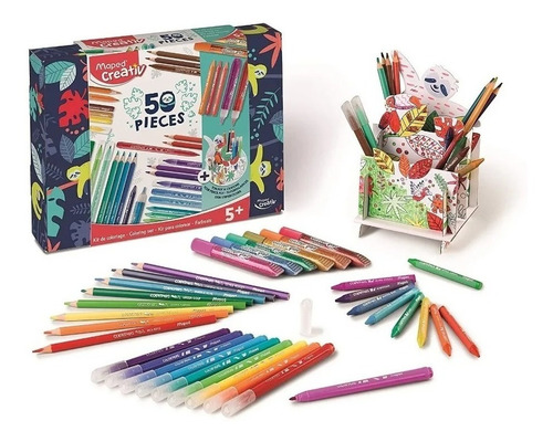 Imagen 2 de 6 de Kit P/ Colorear Maped 50 Pzs Organizador Arte Creativ 907037