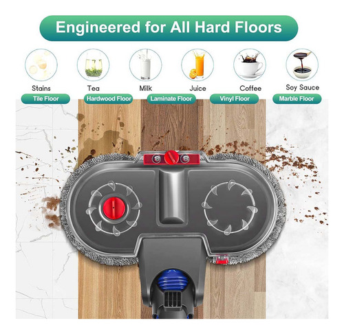 Limpador Elétrico Para Dyson V12 Detect Com 6 Esfregões E Wa