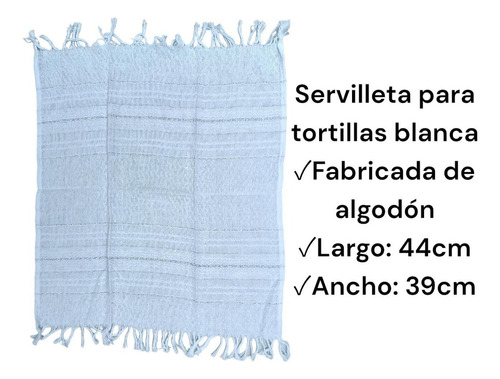 24 Servilletas Para Tortillas De Tela Blancas Bodas Fiestas