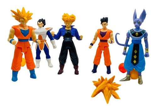 Kit 5 Bonecos Dragon Ball Z Articulados Goku 14 Cm Lacrado