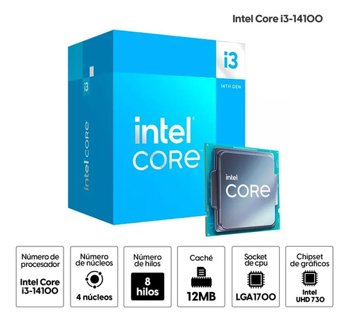 Procesador Intel Core I3-14100 4-cores, 4.7 Ghz, Lga1700