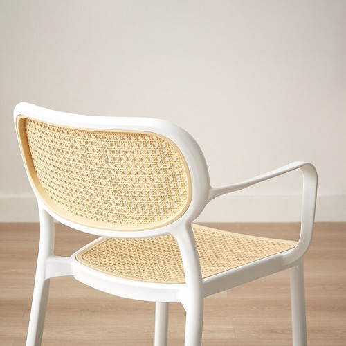 Set De 4 Sillas Plástico Comedor Moderna Cassias Christian+ Liso Blanco Beige