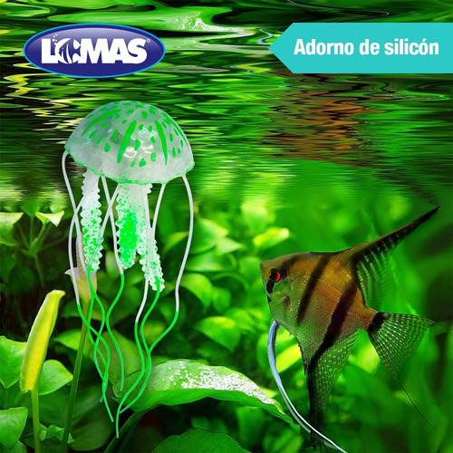 Imagen 2 de 3 de Medusa De Silicon Flotante Adornos Para Acuarios Peceras Pez