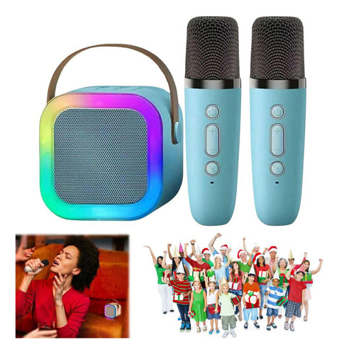 Mini Altavoz Karaoke Con 2 Micrófonos Inalámbricos