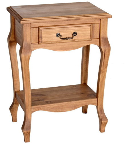 Imagen 1 de 4 de Mesa De Luz 1 Cajón Dormitorio Madera Maciza Estilo Luis Xv