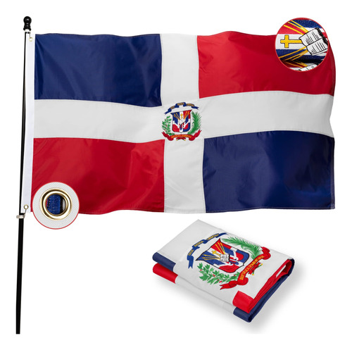 Pozoy Bandera De Lujo De República Dominicana De 3x5 Pies Pa