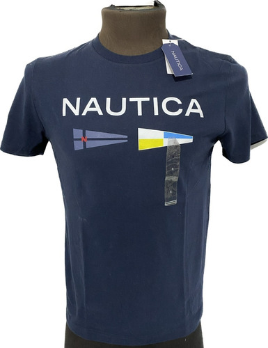 Camiseta Nautica Cuello Redondo Estampado 100% Orig Talla S