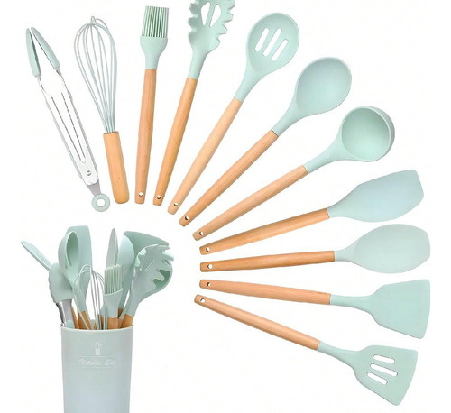 Set De 12 Utensilios De Silicona Para La Cocina Color Multicolor
