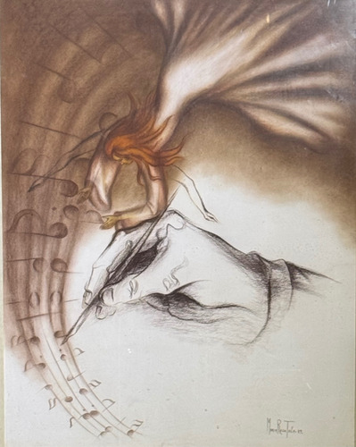 Cuadro María Rosa Tola Pintura Pastel Al Maestro Año 1989 Marrón Oscuro (Usado)
