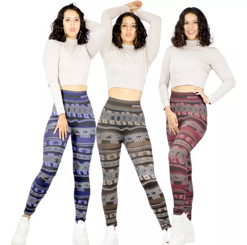 Set 4 Mallones Mujer Térmico Stretch Leggins Mayon Mallas