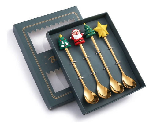 Cucharas Y Tenedores Navideños (02 #mold) Con Caja De Regalo