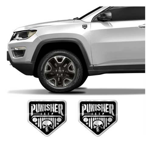 Adesivo Punisher Jeep Renegade Compass Wrangler Resinado