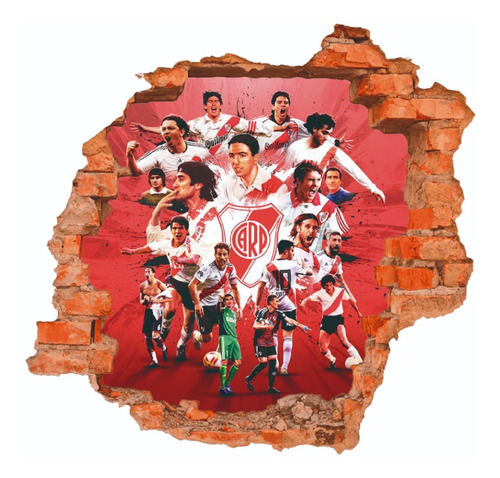 Imagen 6 de 6 de Vinilos Decorativos 3d Pared Rota Mural River Plate