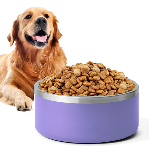 Plato De Acero Inoxidable Tazón Antiderrapante Para Perros Y Color Índigo