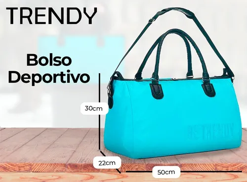 Bolso Deportivo Mujer Reforzado Gym Viaje Entrenamiento Soft Color Celeste