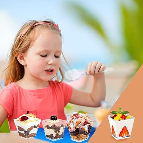 Merkaunis 100 Piezas Tazas De Postre De 4 Oz Con Cucharas Ta