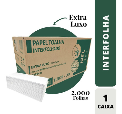 Papel Toalha Interfolha Extra Luxo Folha Dupla C/2000 P/ Mão