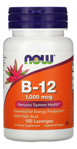 Vitamina B-12 1mg Ácido Fólico Nowfoods 100pastilhas Eua/usa Sabor Sem Sabor