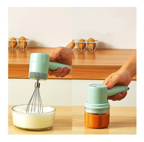 Mini Batedeira Elétrica Sem Fio Portátil Com Mixer - 2 Em 1 Cor Branco