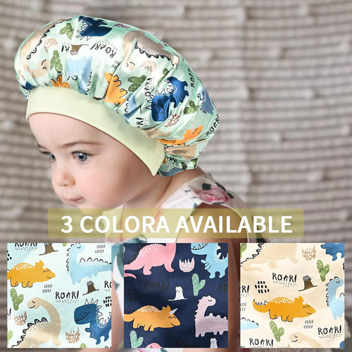 3 Piezas De Gorro De Satén Para Niños, Diseño De Dinosaurio,