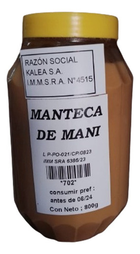 Manteca De Maní O Pasta De Maní 800g