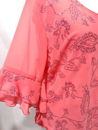 Imagen 5 de 6 de Blusa Remera Gasa Fiesta Brillos Talles Grandes Especiales
