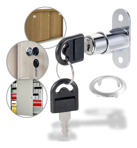 Kit 1 Fechadura Pressão 22mm Tranca Pino Avanço Porta Correr