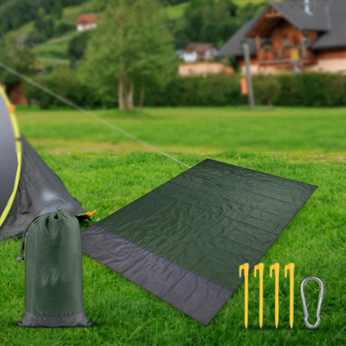 Manta De Picnic De Bolsillo Compacto Plegable Verde Oscuro
