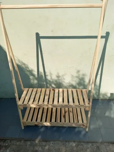 Perchero Pino Plegable Vestidor Ropero 2 Estante Deck