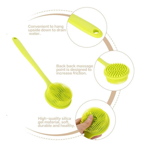 Cepillo De Ducha De Doble Cara Cepillo Silicona Mango Largo